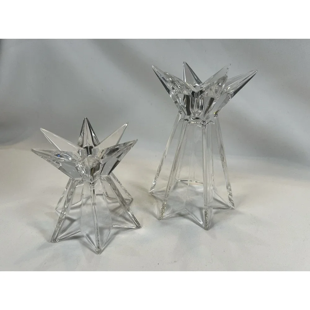 Star Shaped Footed Glass Candle Holders Set Of 2 Celestial Decor Abstract